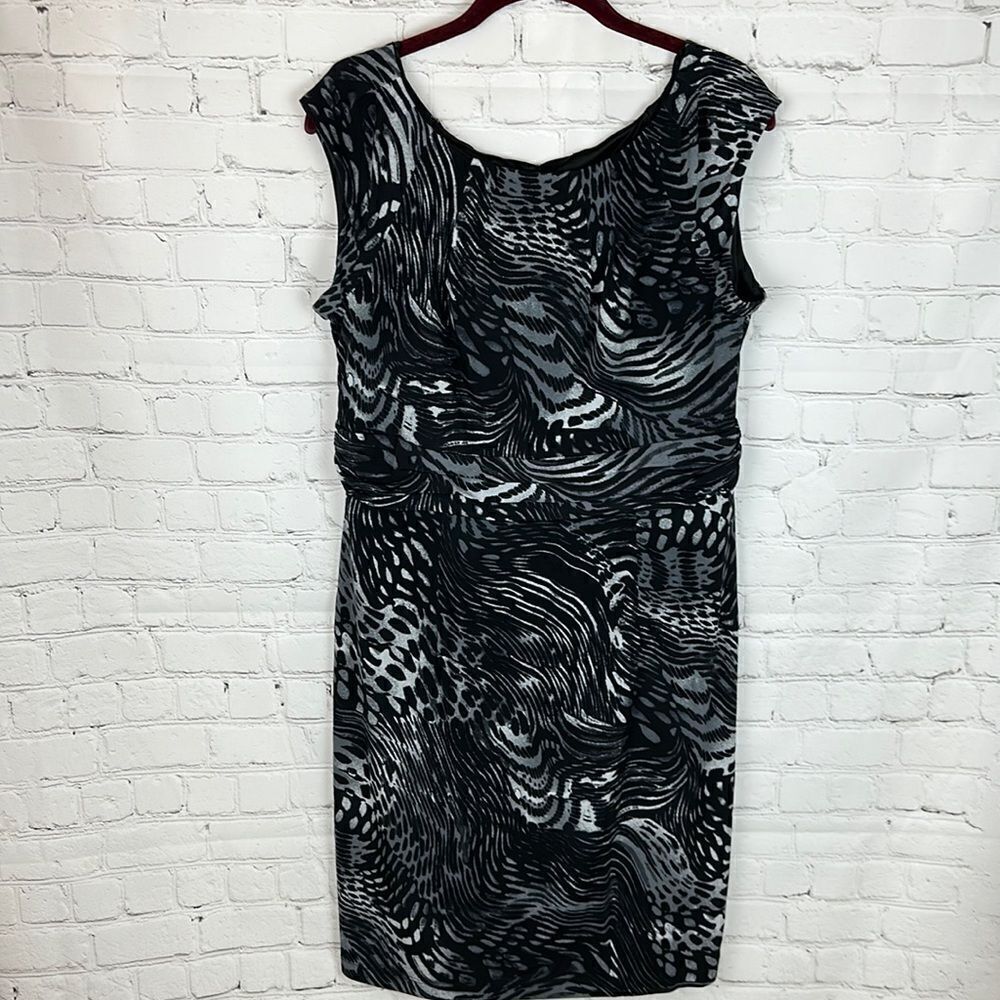 AB Studios Black and White Animal Print Dress Size Large
